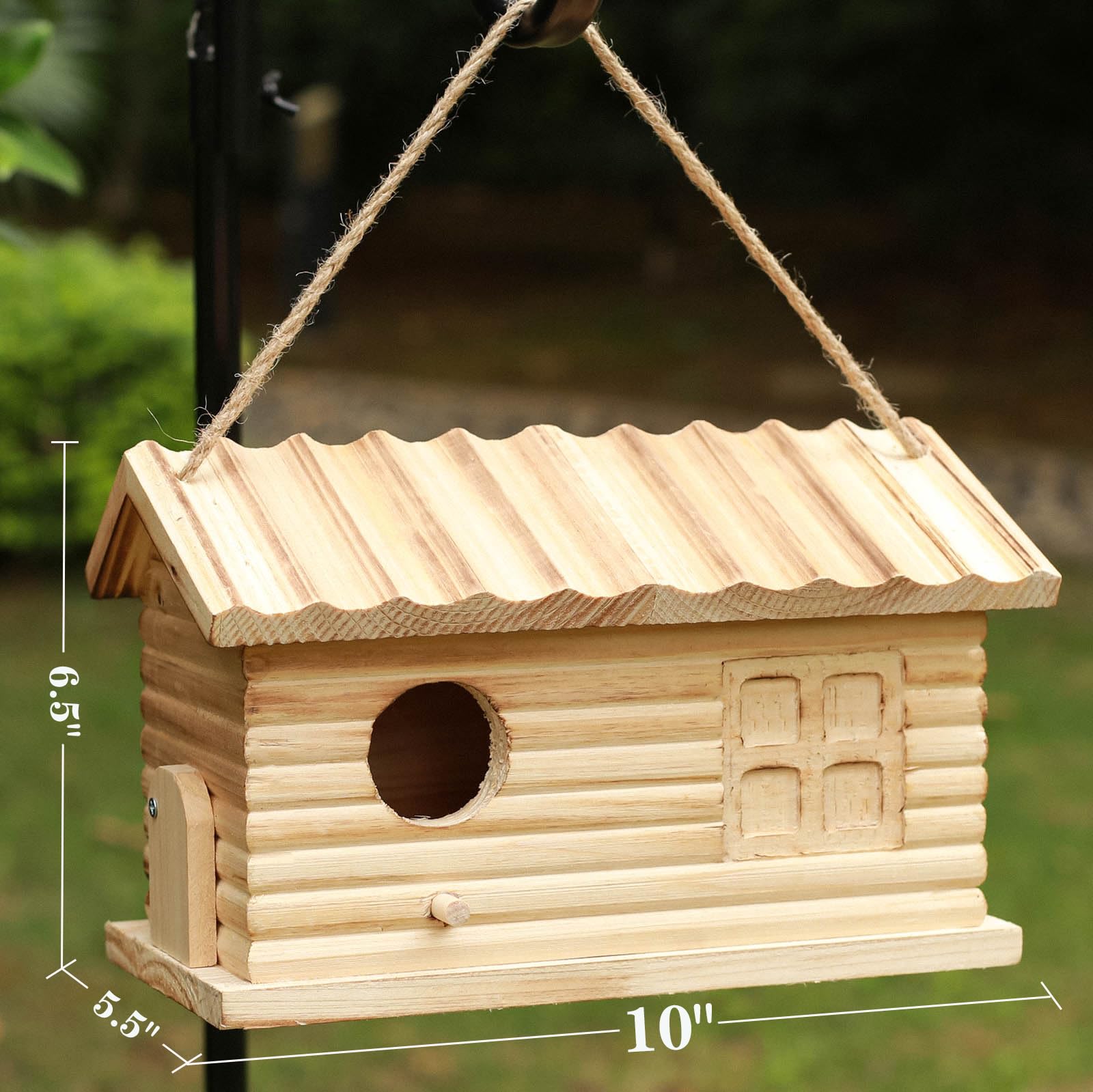 Casa de pájaros al aire libre Bluebird House para espacio exterior, casas de pájaros colgantes, caja de anidación de pájaros de madera sin terminar Cardenales 4