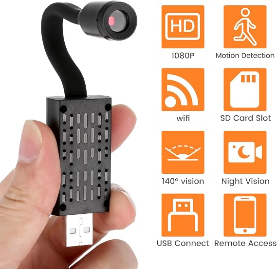 SECFOU V380pro 720p Wireless Indoor Security Camera with Remote Monitoring, Small Smart Home Surveillance for Household Use, USB Wifi Connection Compatible with V380 Pro App Assorted style