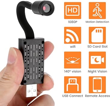 SECFOU V380pro 720p Wireless Indoor Security Camera with Remote Monitoring, Small Smart Home Surveillance for Household Use, USB Wifi Connection Compatible with V380 Pro App Assorted style