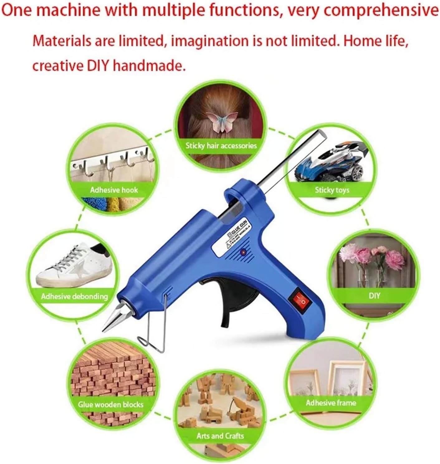 Hot Glue Gun 20W Mini Hot Melt Glue Gun Handmade Household Industrial Electric Heat Melt Glue Gun Suitable for 7mm Adhesive Strip (Pink Glue Gun)