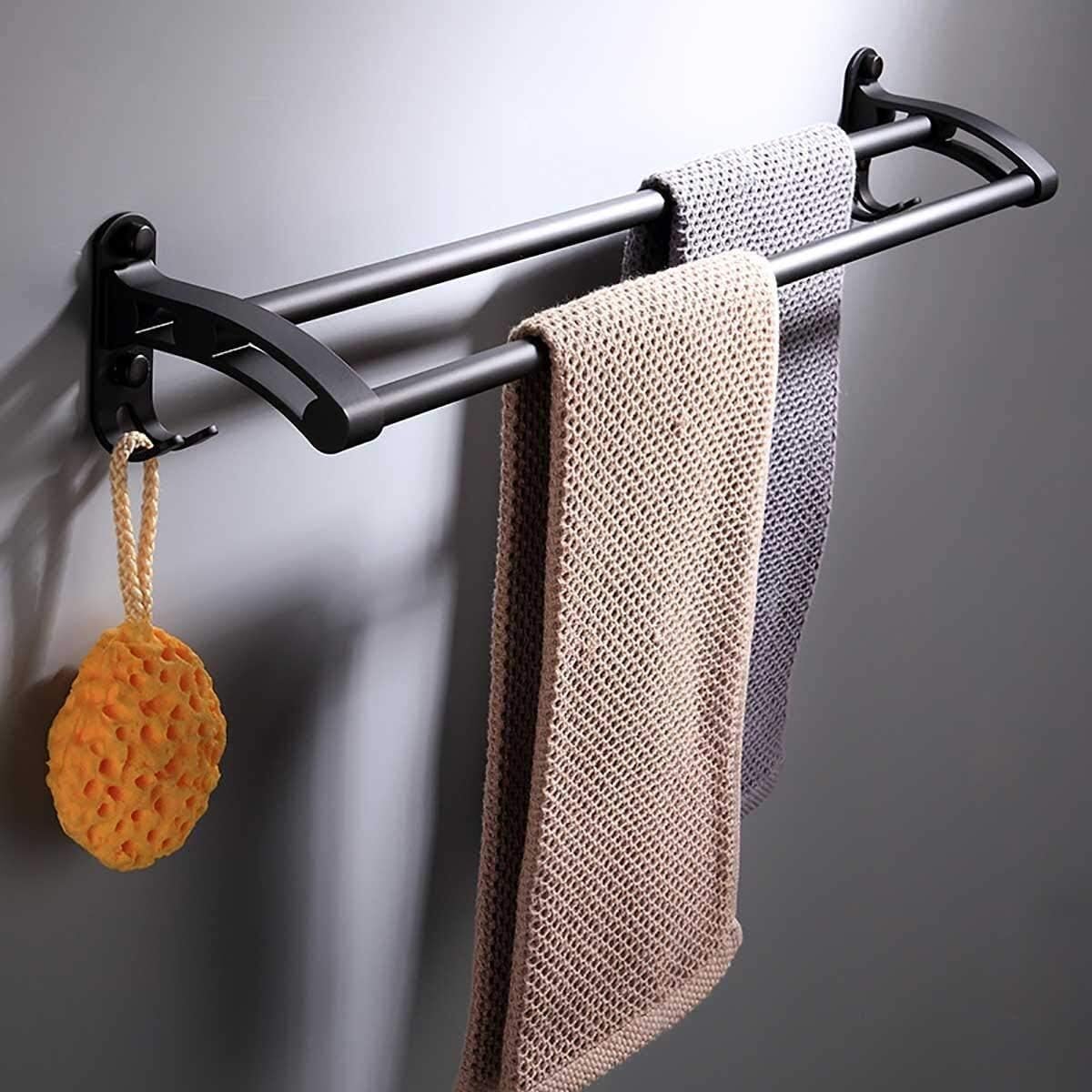 Towel Racks, Towel Shelf Towel Rack for Bathroom Mount Storage Organizer Shower Shelf Robe Hooks Holder2 Hooksfor Bathroom Kitchen Towel Shelf