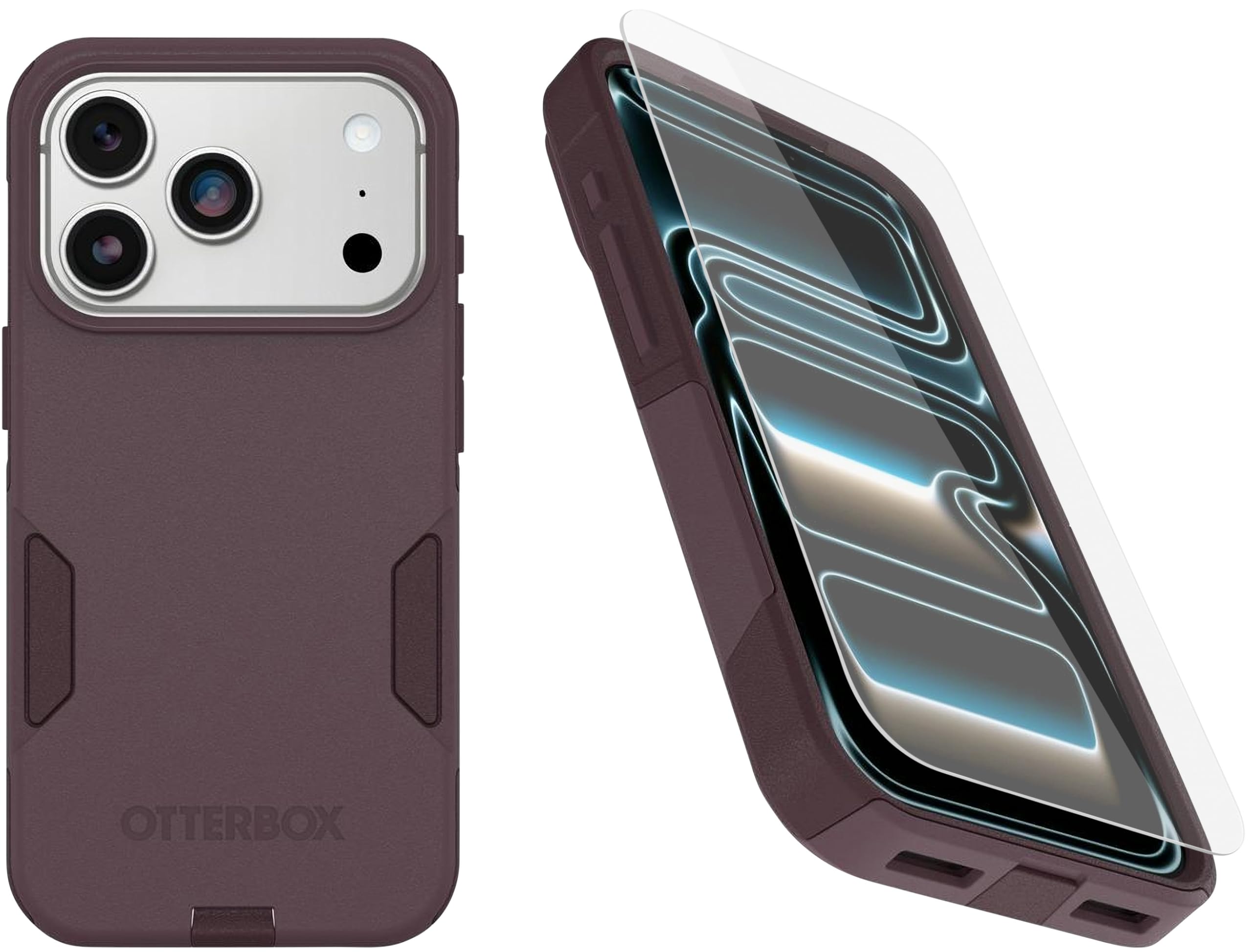 OtterBox Pacchetto per iPhone 17 Pro (Only): custodia MagSafe serie Commuter e pellicola proteggi schermo, viola mistero, magneti integrati, sottile e protettiva, con protezione per le porte