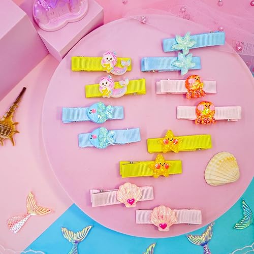 Miniatura 6 de PinkSheep Pinzas para el pelo para niñas pequeñas, paquete de 612 unidades, accesorios para el cabello para niñas, unicornio, sirena, animales y