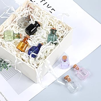 9 Pack Mini Glass Bottles with Cork Stoppers Colored Tiny Spell Jars 2mL Mini Potion Bottles Small Wishing Bottle Decorative Bottle for Party Wedding Decorations