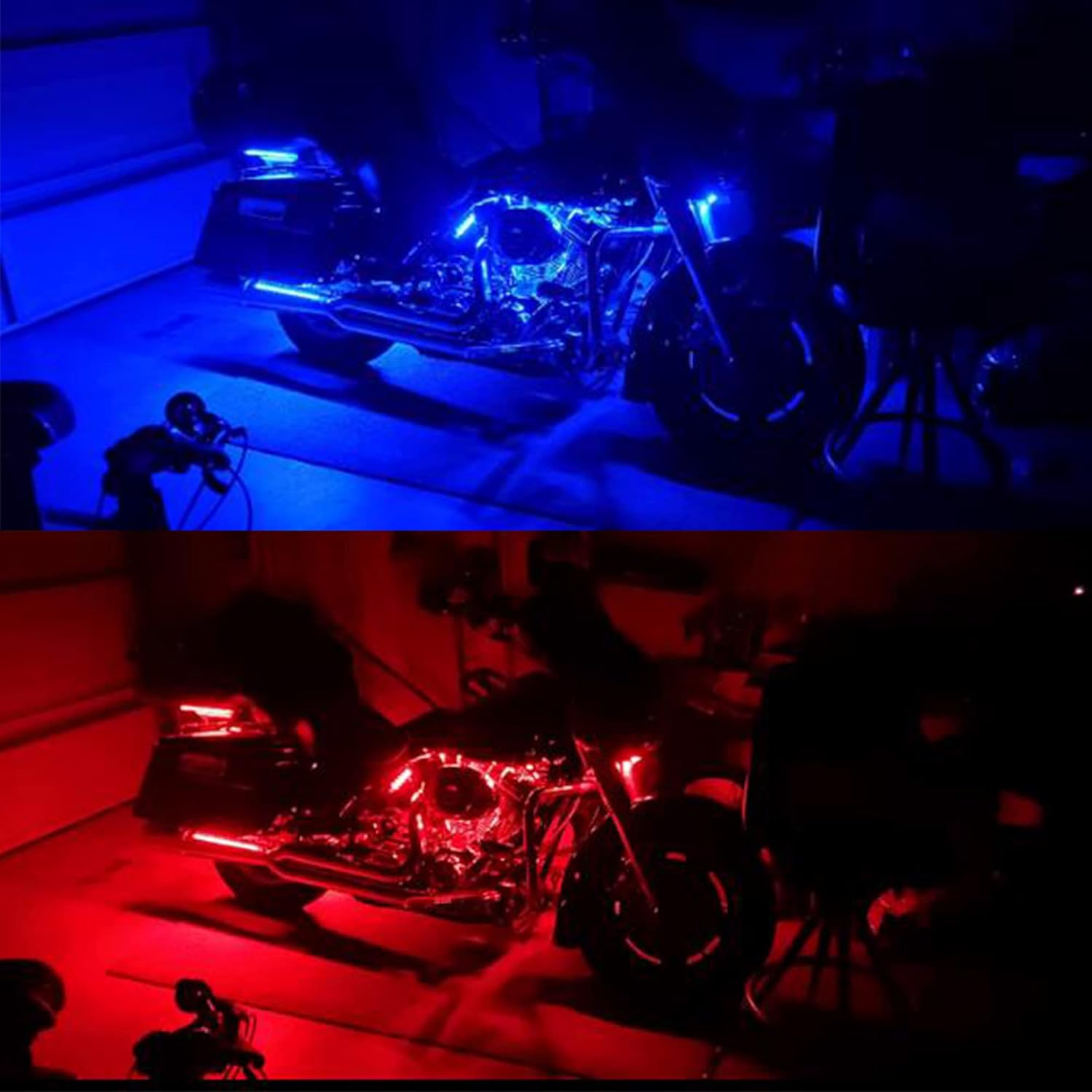 12Pcs Wireless RF Remote APP Control RGB Motorcycle LED Light Kits Flexible Waterproof Neon Underglow Strip Kits for DC 12V Motorcycle Bike Car SUV Golf Cart ATV UTV