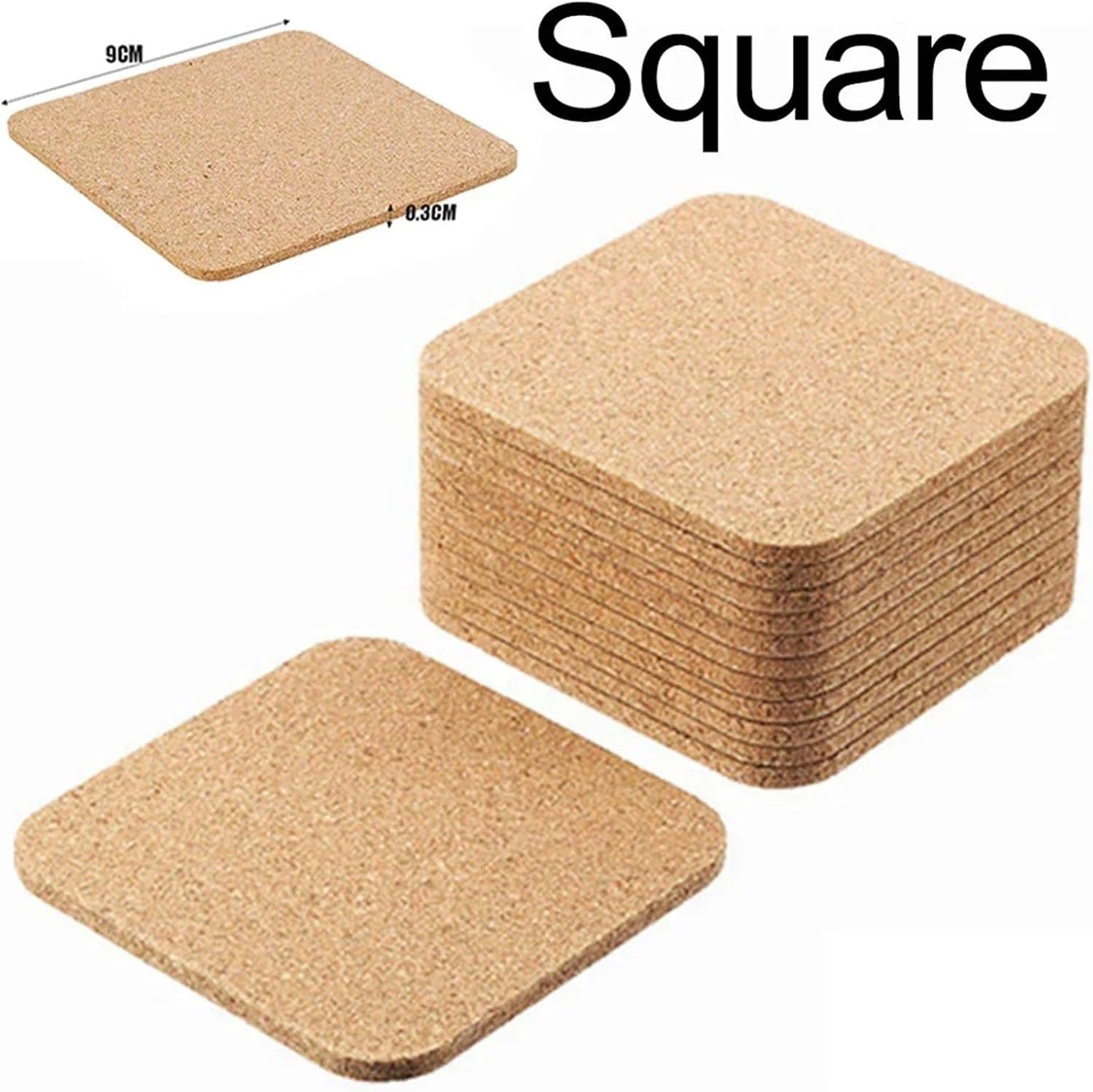 Coasters 120pcs Square/Circular Cork Coasters - Anti-Slip Insulated Kitchen Table Mats(Square)