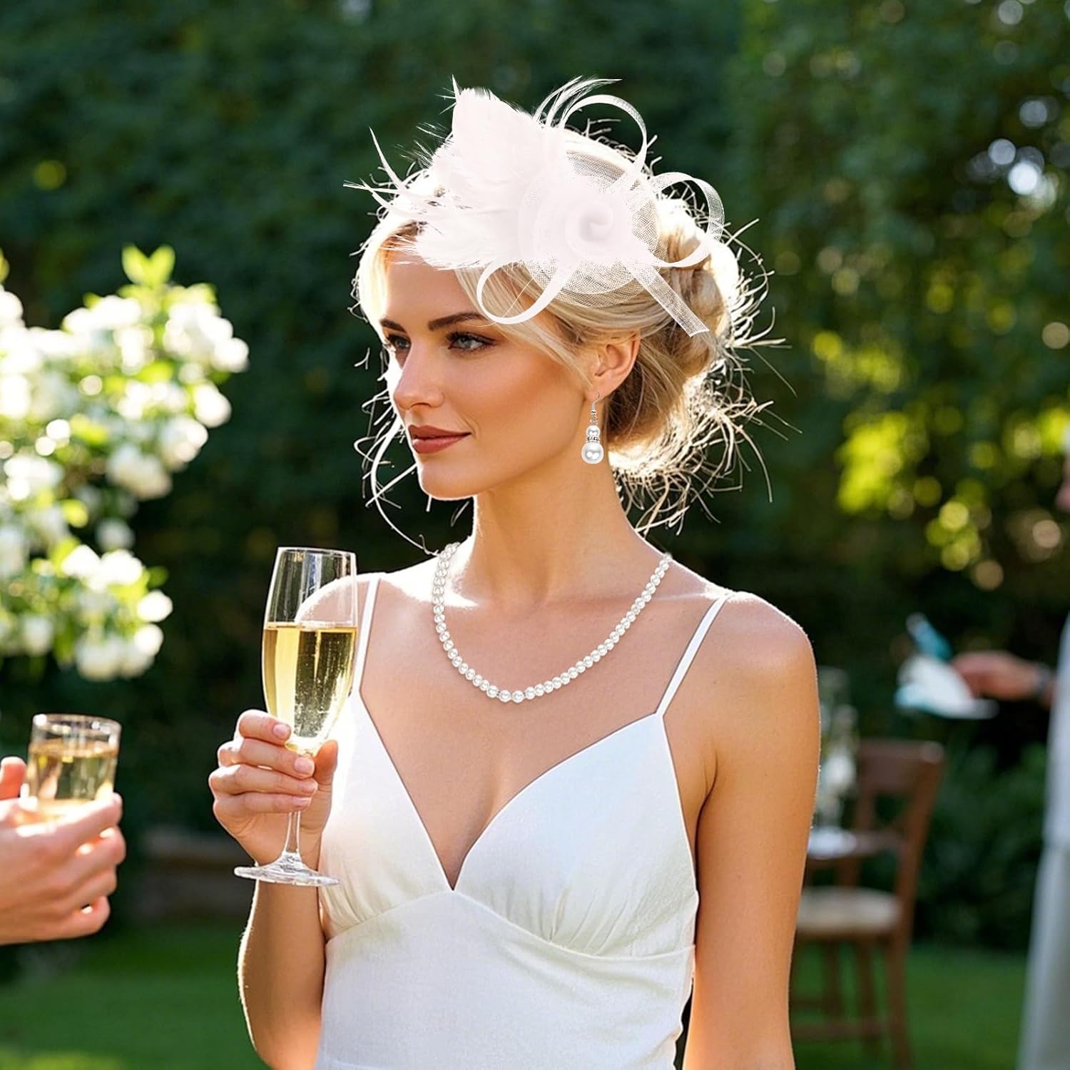 Fascinators Hat for Women Tea Party Headband Derby Wedding Flower Cocktail Mesh Feathers Hair Clip - Image 4