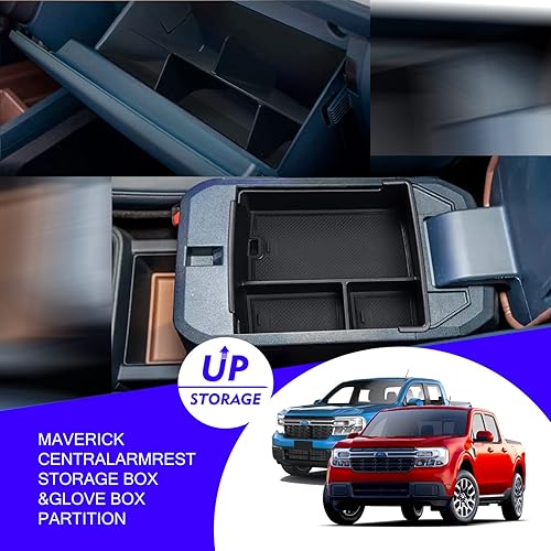 Miniatura 2 de Bandeja organizadora de consola central Maverick 2024 2023 para Ford Maverick 2022 2023 2024 Bandeja de consola central reposabrazos caja de
