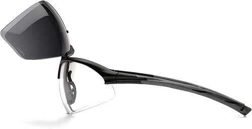 Vista 8 de Pyramex Onix Plus - Gafas de seguridad, lente antivaho transparente de 3.0 Ir con filtro abatible con marco negro Lente inferior antiniebla