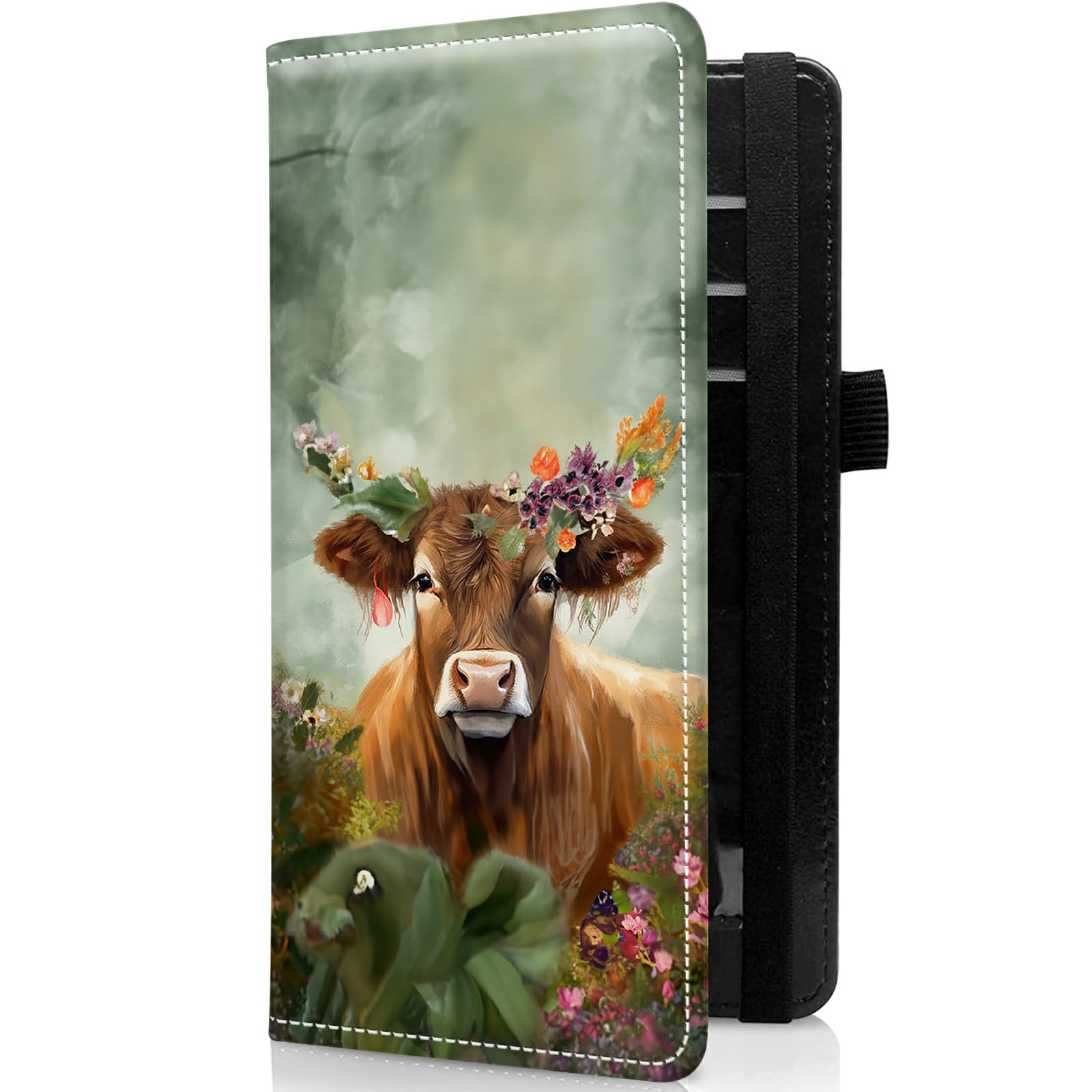 BVCLKJPOI Checkbook Cover for Women & Men, RFID Check book Cover Faux Leather Checkbook Cover for Duplicate Checks & Credit Cards, with Pen Holder Checkbook Cover for Personal Checkbook, Cute Cow