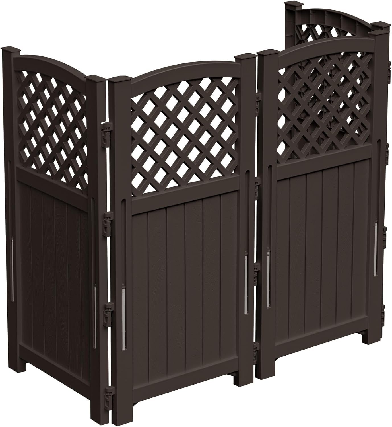 Devoko Outdoor Privacy Fence, 4 Fence Panels Privacy Screen Panels for Outside and Yard, Resin Air Conditioner Lattice Fence for Trash Can (Off-White)