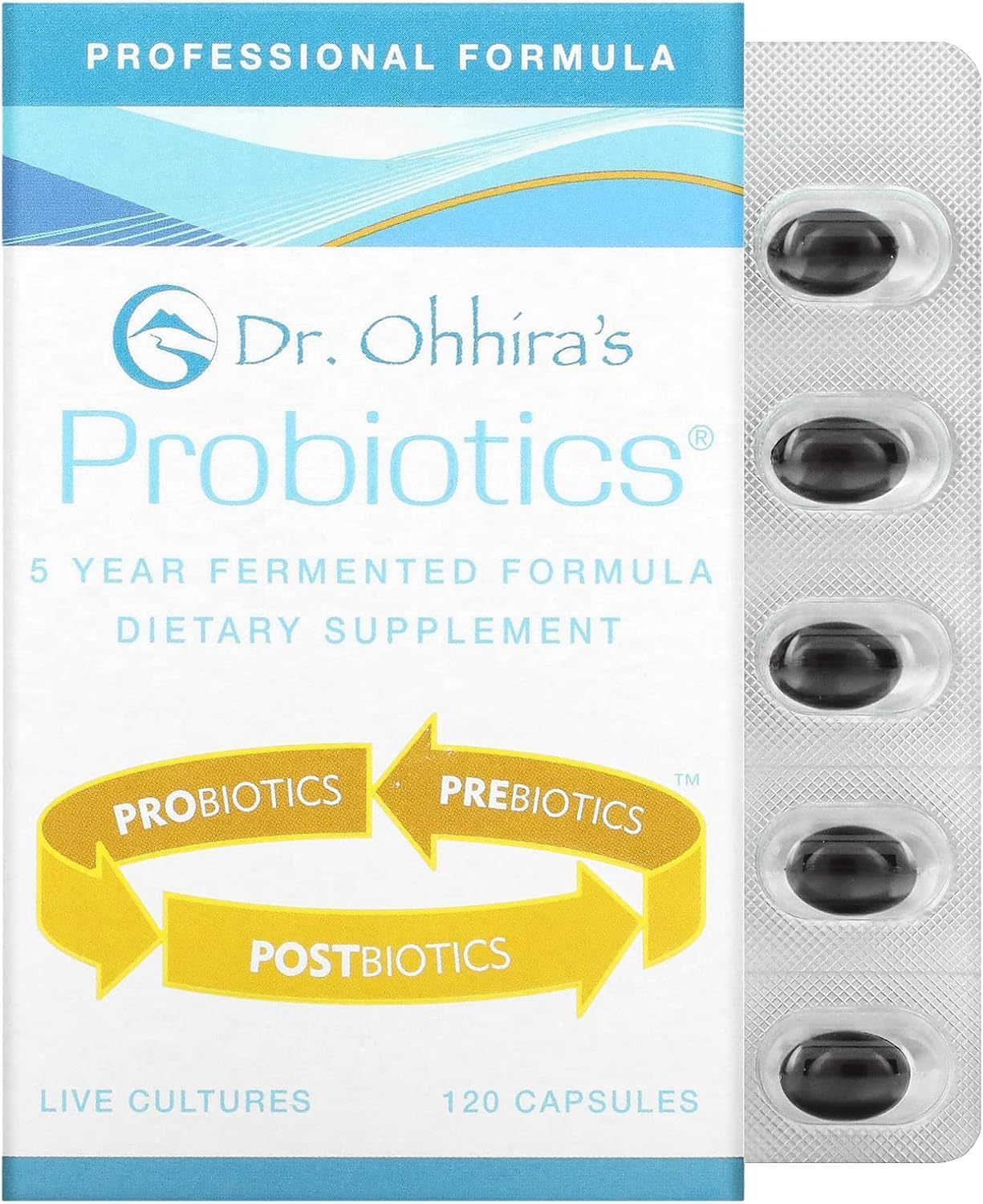 Dr. Ohhiraโs Probiotics Professional Formula โ 5-Year Fermented Japanese Probiotic with Prebiotics, Probiotics & Postbiotics โ 13-Strain Shelf-Stable Gut Support โ 120 Vegetarian Softgels