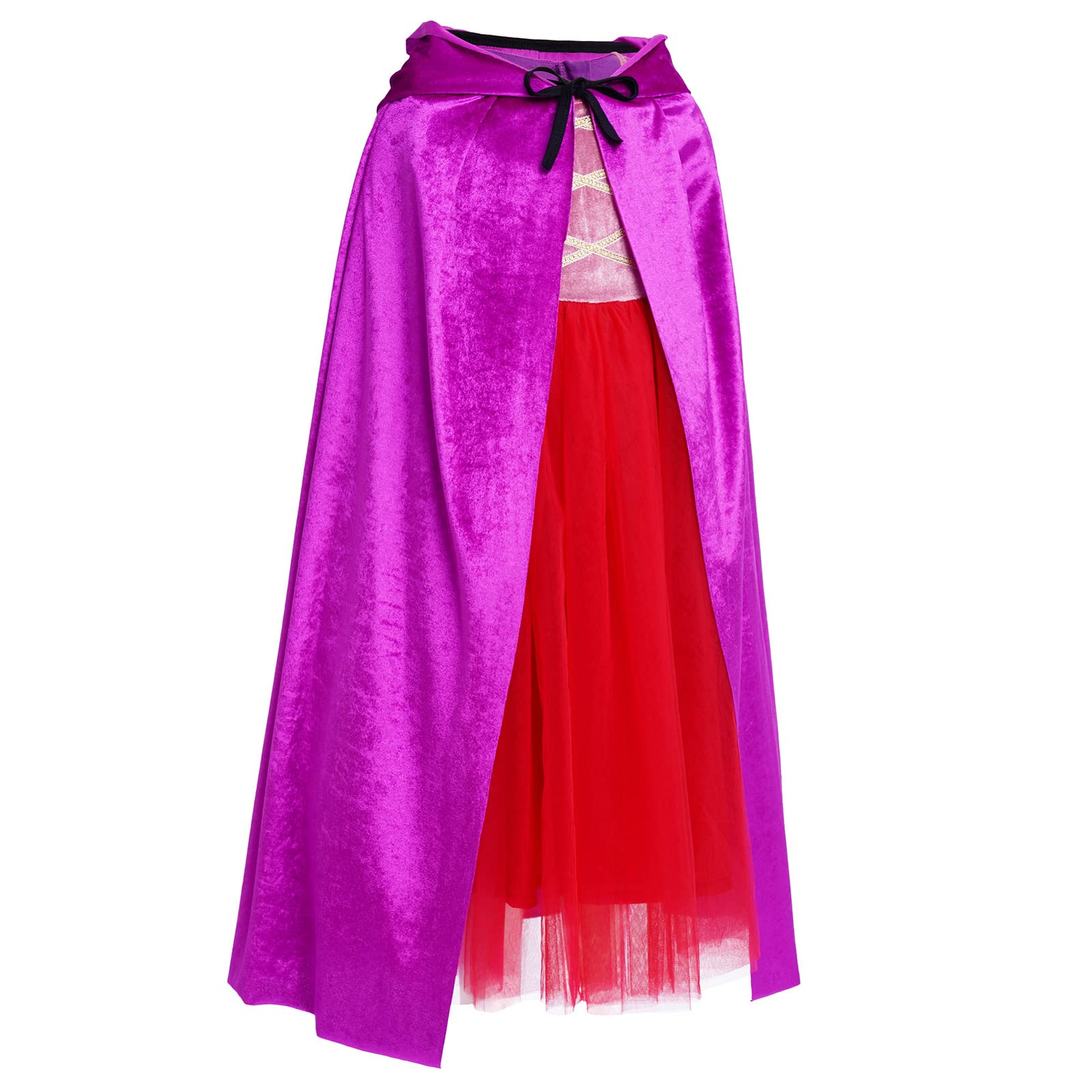 IWEMEK Déguisement Hocus Pocus Sorcière Enfant Robe Tutu pour Fille avec Cape et Perruque – Costume Halloween Élégant en Tulle Multilayer de Carnaval