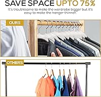 Vista 6 de Perchas de Terciopelo Premium Paquete de 50 Perchas Ultra Delgadas Antideslizantes para Adultos de Fieltro que Ahorran Espacio Colgador Delgado