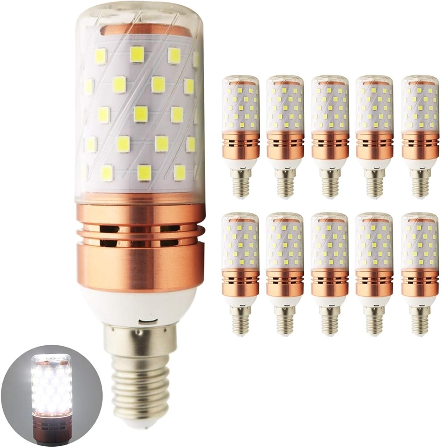 10X E14 Led Bulbs Light Lamps 2835 60 LEDs LED Corn Bulb LEDs Chandelier Candle Lighting 85-265V (Emitting Color : Cold White)