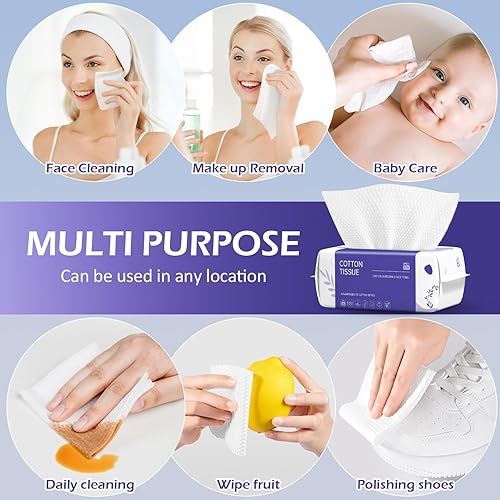 Miniatura 6 de Toalla facial desechable, 600 unidades, toallas de limpieza facial, toallitas secas de algodón suave, toallas faciales para lavado y secado, tejido