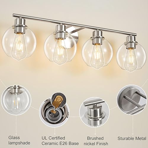 Miniatura 71 de Lámpara de tocador de baño de 3 luces negras y doradas con pantallas de vidrio, aplique de pared industrial Negro y Dorado,Dorado,Negro