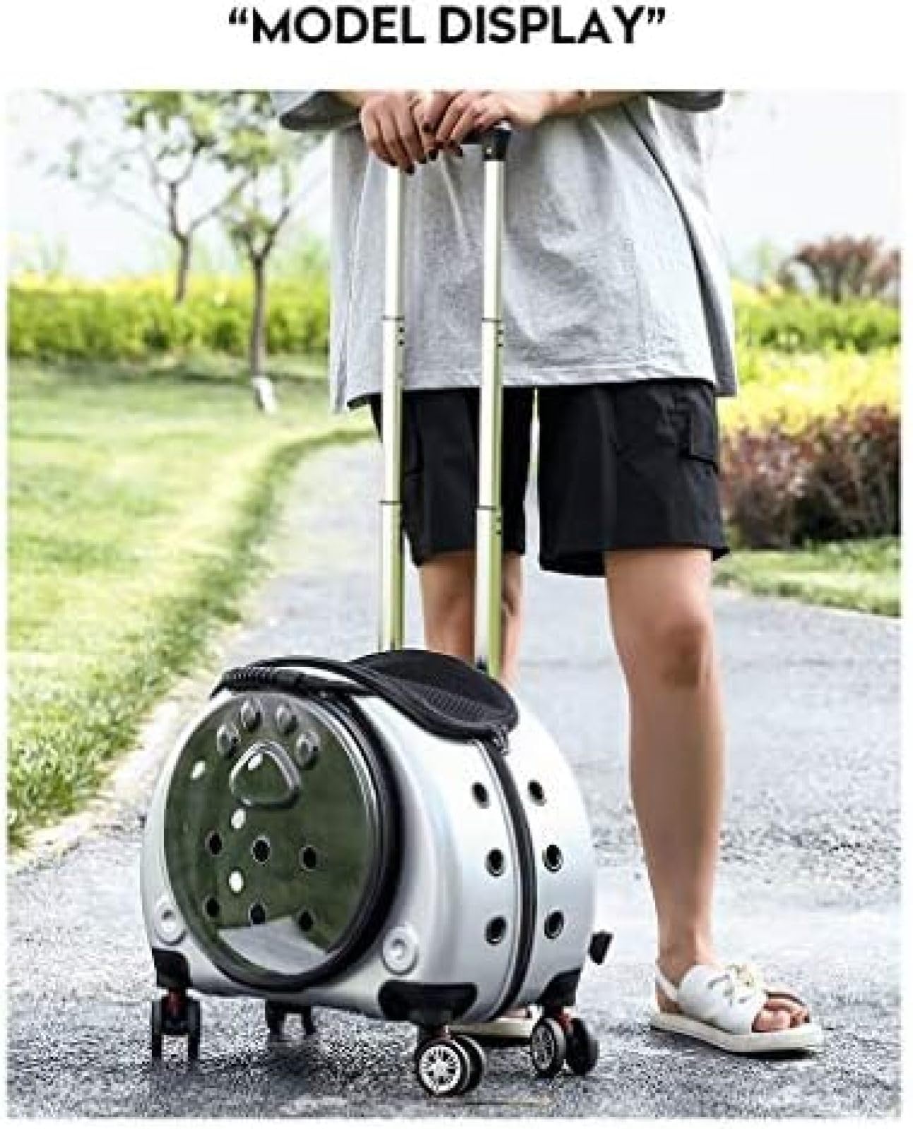 Bolsa De Transporte, Mochila con Ruedas para Mascotas, Perro con Ruedas Premium Alrededor del Transportador De Viaje para Gatos, Cochecito para Perros Pequeño con Ruedas Agrandadas Y Ventilación,P