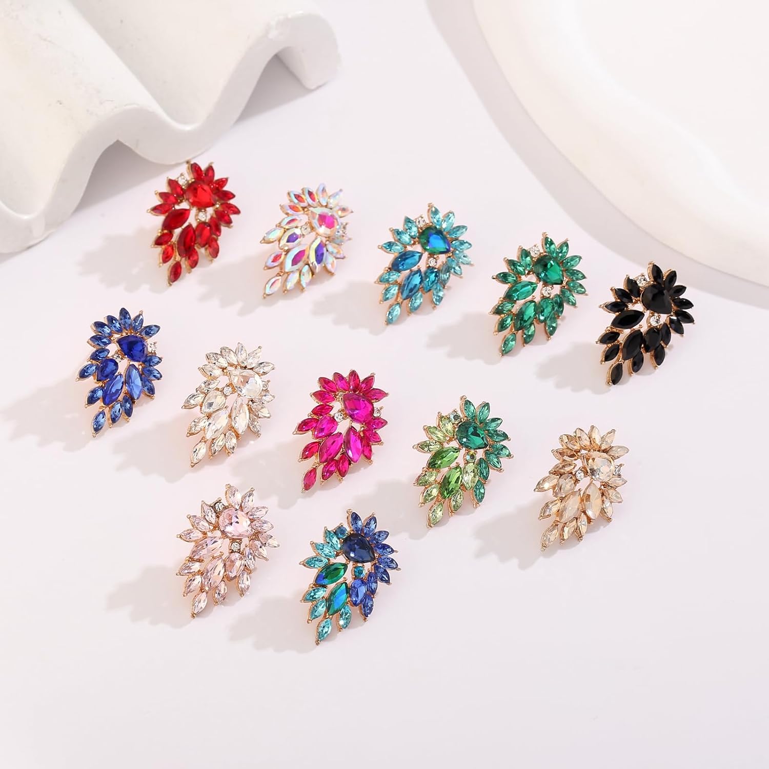 Marquise Sparkly Rhinestone Statement Drop Earrings for Women Vintage Crystal Cluster Earrings for Wedding Jewelry Gift - Image 7