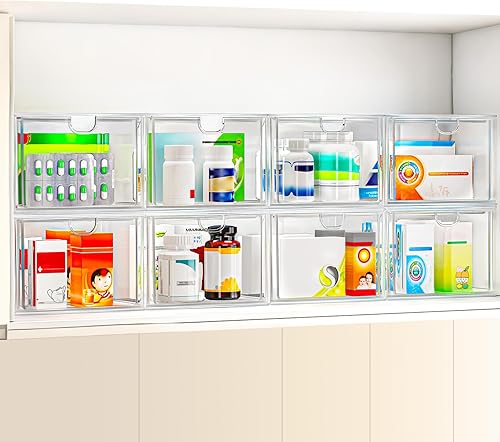 Miniatura 5 de Cajones apilables Stroage, organizador de maquillaje acrílico, contenedores de almacenamiento de plástico para tocador, debajo del fregadero,