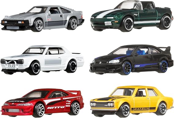 Hot Wheels Street of Japan Multipack, Toy Vehicles, Mini Cars, 6-Piece Set, Ages 3 and up, Multi JBY77