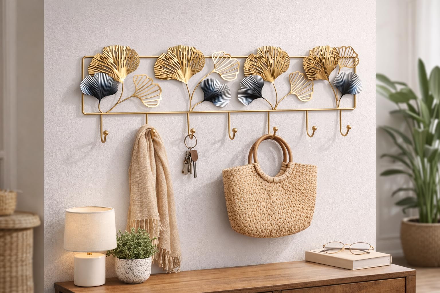 WALLアクセサリー３点セット✨美品 DecoraZone Majestic Layered Leaf Metal Wall Art (3x1 ft) with 7