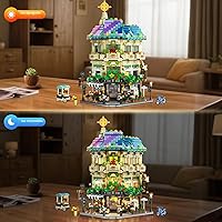 Vista 2 de INSOON Juego de Construcción de Casa Flower Cafe con Luces, 1876 Piezas Modelo de Construcción de Tienda de Esquina de Calle de la Ciudad, Kit