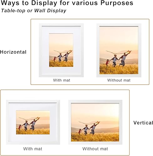 Vista 88 de KINLINK Juego de 2 portarretratos de 6 x 8 pulgadas, marco de fotos de madera mate de 4 x 6 pulgadas con plexiglás para 4 x 6 con paspartú o 6 x 8