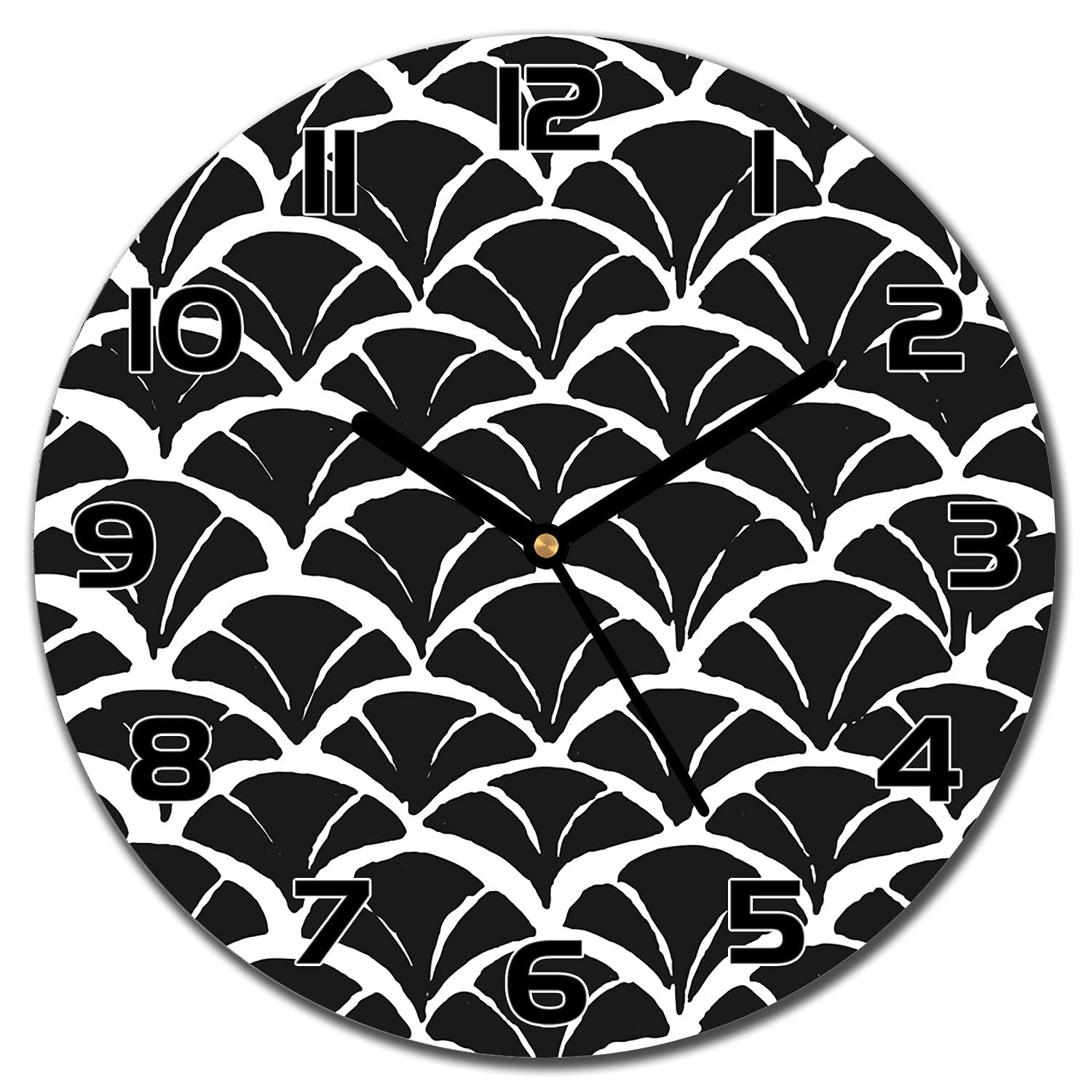 Horloge en verre 30 cm aiguilles noires style oriental pour cuisine