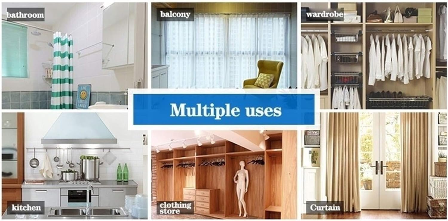 Shower Curtain Rail Telescopic Shower Curtain Rod Stainless Steel Rod Curtain Rod Clothes Pole Shower Curtain Track，for Bathroom,Shower and Closet,70~120cm