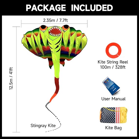 Octopus Kite 26ft Blue & 41ft Stingray Kite Green