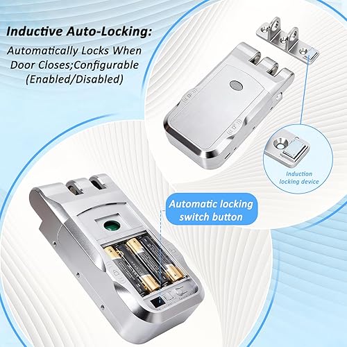 Miniatura 7 de Cerradura de puerta oculta, cerradura de puerta remota con entrada sin llave, cerrojo electrónico con 4 controles remotos para seguridad del hogar