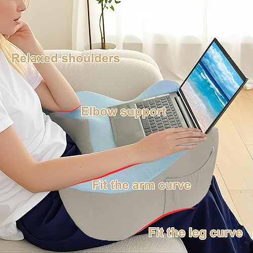 Miniatura 3 de XWZO Almohada de juegos para regazo, almohada de lectura de espuma viscoelástica para laptop, ganchillo, almohada de reposabrazos con máscara de