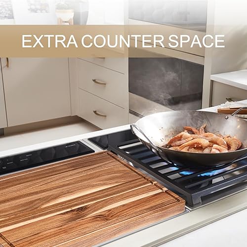 Miniatura 4 de GAOMON Tabla de cortar de madera de acacia extra grande de 24 x 18 pulgadas, tablas de cortar de cocina de 1.2 pulgadas de grosor con mango y ranura
