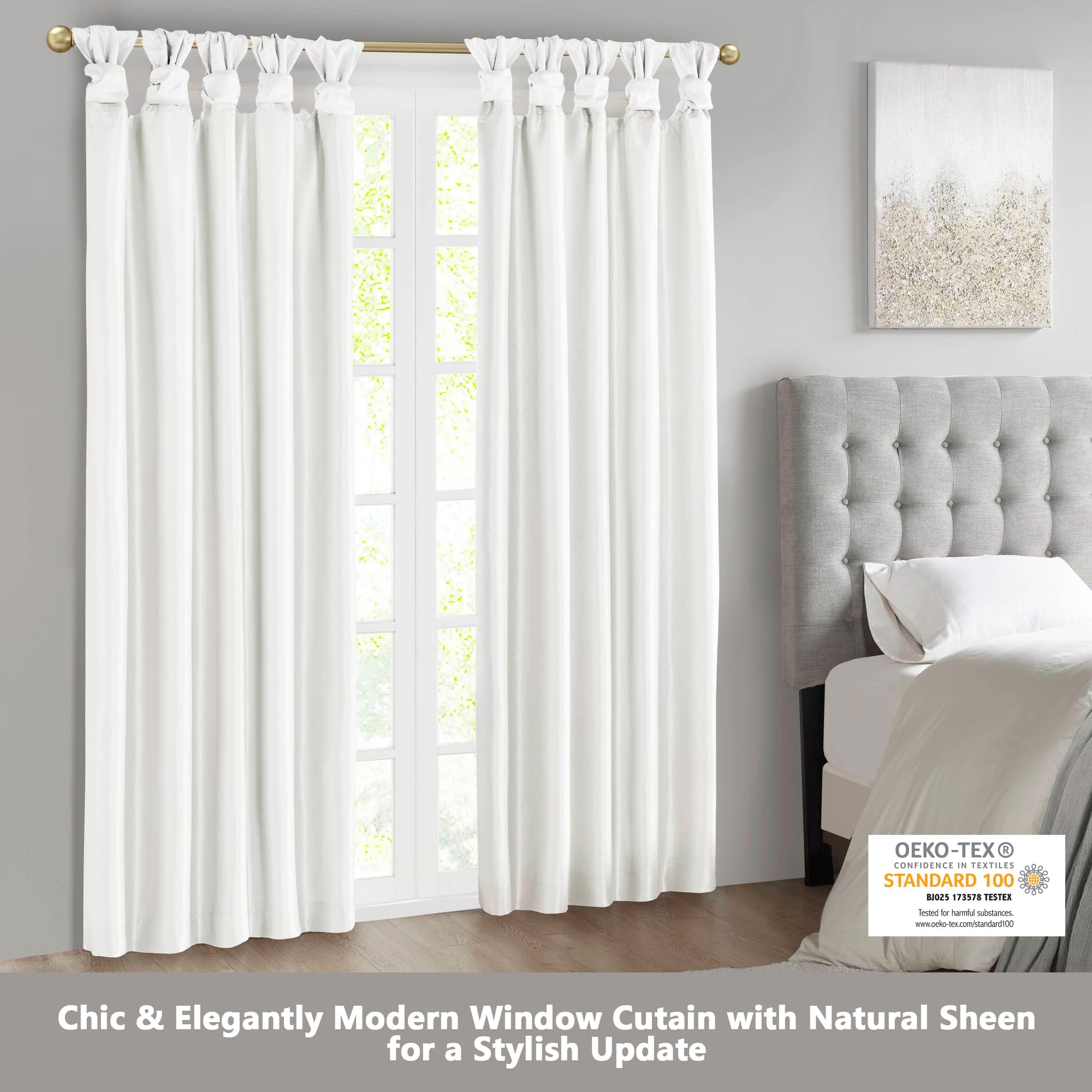 Madison Park Emilia Faux Silk Single Curtain with Privacy Lining, DIY Twist Tab Top - Image 4