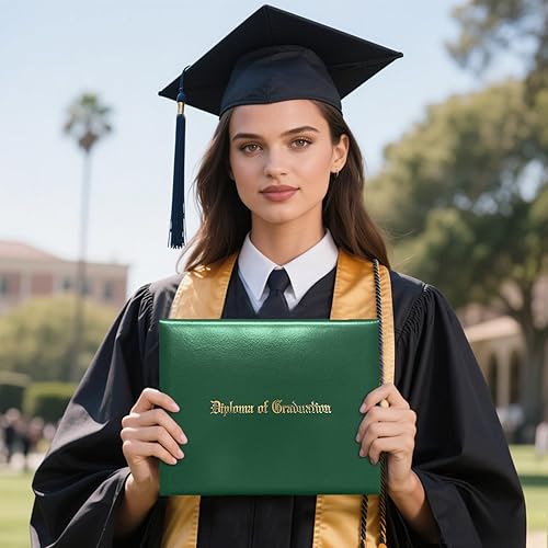 Miniatura 6 de Happy Secret Soporte para diploma impreso para certificado de 8.5 x 11 pulgadas, cubierta de graduación con cuero liso, verde bosque, paquete de 1