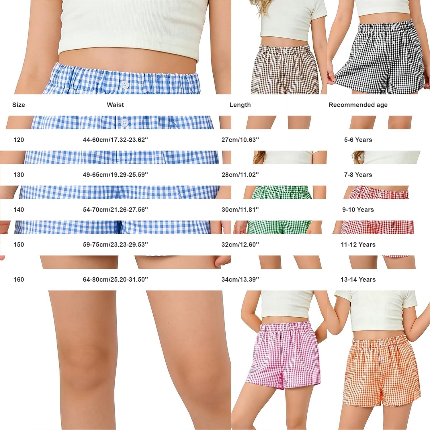 Girls Plaid Shorts Gingham Casual Elastic Waist Wide Leg Short Pants Y2K Boho Checked Shorts Cute Loose Summer Trendy Bottoms