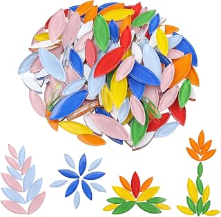 Youway Style 1LB Petal Mosaic Tiles for Crafts Bulk,Multicolor Glass Mosaic | Pre-Cut Flower Glass Mosaic Tiles,Crystal Mosaic,DIY Craft Supplies for Adults,Weather Resistant,Garden & Outdoor Decor