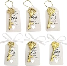 WODEGIFT 30pcs Skeleton Key Bottle Opener Wedding Party Favor Souvenir Gift with Escort Tag,Key Chains,Ribbon(Gold,3 Styles)