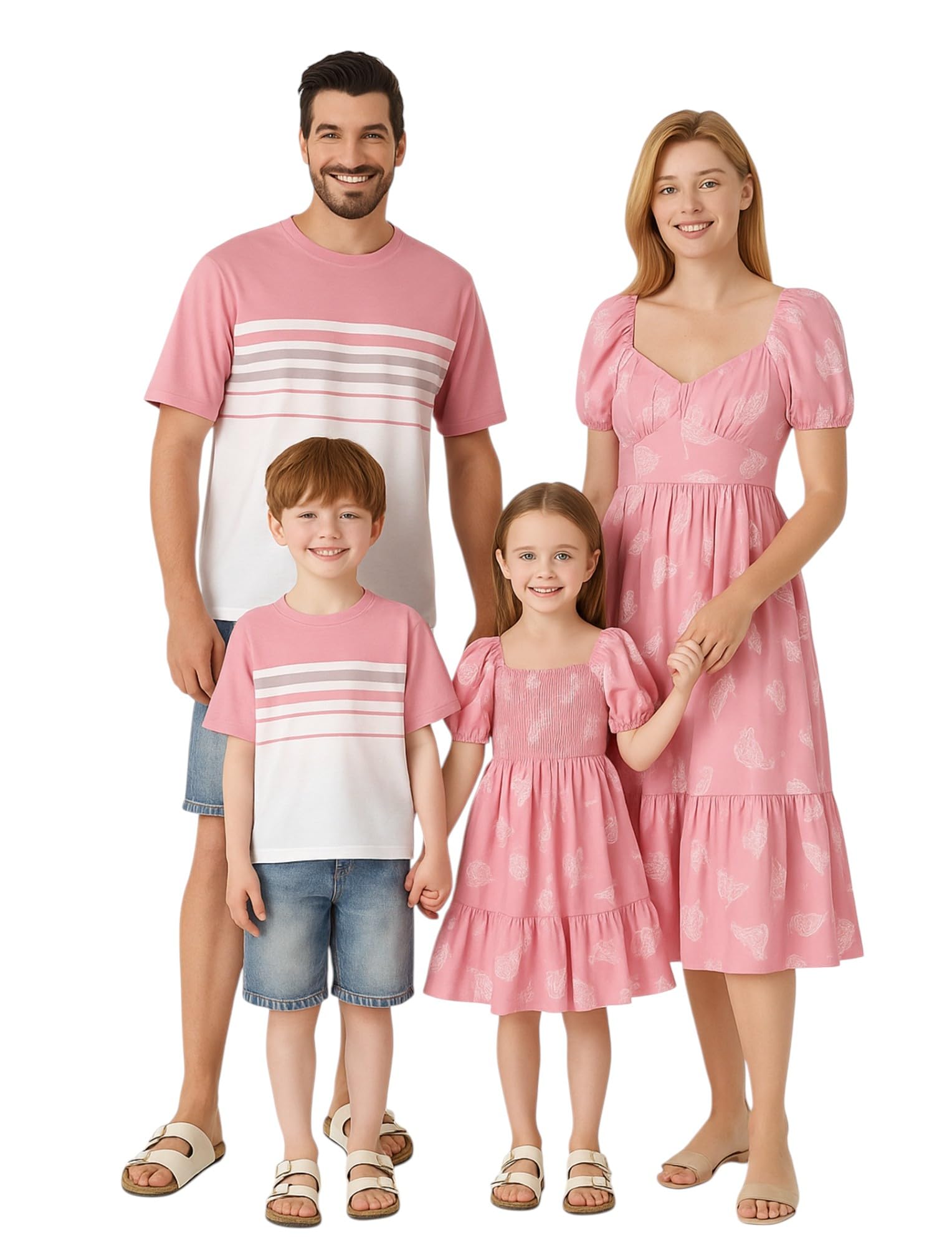 PATPATFamily Matching Summer Outfits, Mommy and Me Matching Shirts Dresses Paisley Print Matching Dresses for Family, Pink Paisley Floral, 3-4 Years