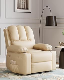 22 in Leather Recliner Chair for Adults, Overstuffed Manual Recliner Chair, Single Sofa with