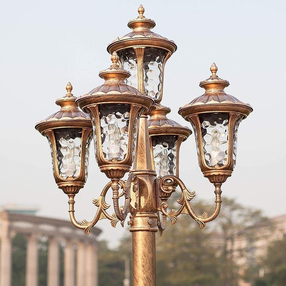 Lanterne vintage à 5 lumières d'extérieur en aluminium pour pelouse, rue, extérieur, cour, jardin, villa, porche, patio, paysage