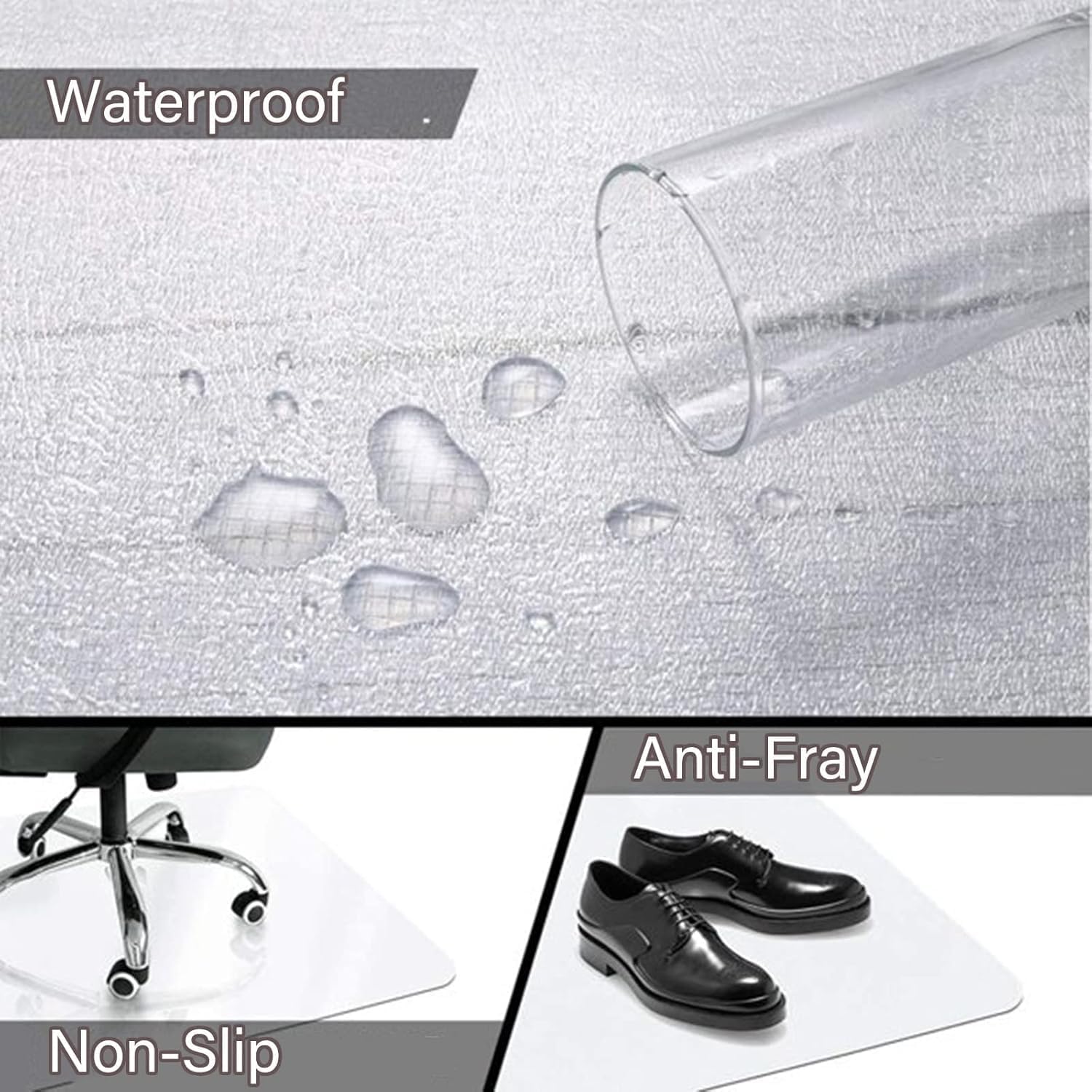 Low High Pile Rug Tile Waterproof Protector - Wipeable Stain-Resistant Hardwood Floors Runners,Diameter 17 23 29 35 41 47 53 59 65 70 inch Round Vinyl Chair Mat(3 ft (0.9 m) Diameter)