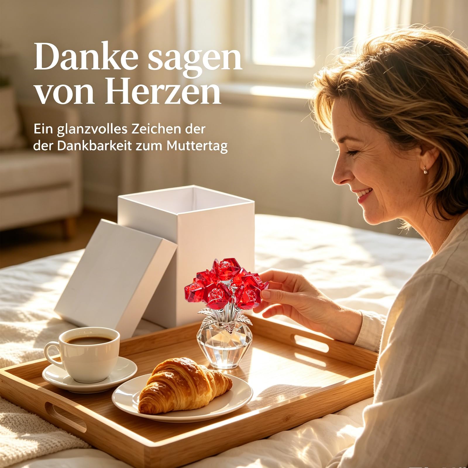 Hoypeyfiy Rote Kristallrosen, Kristallrosen in Einer Diamantvase, Ideal Als Wohnaccessoire Oder Als Romantisches Geschenk