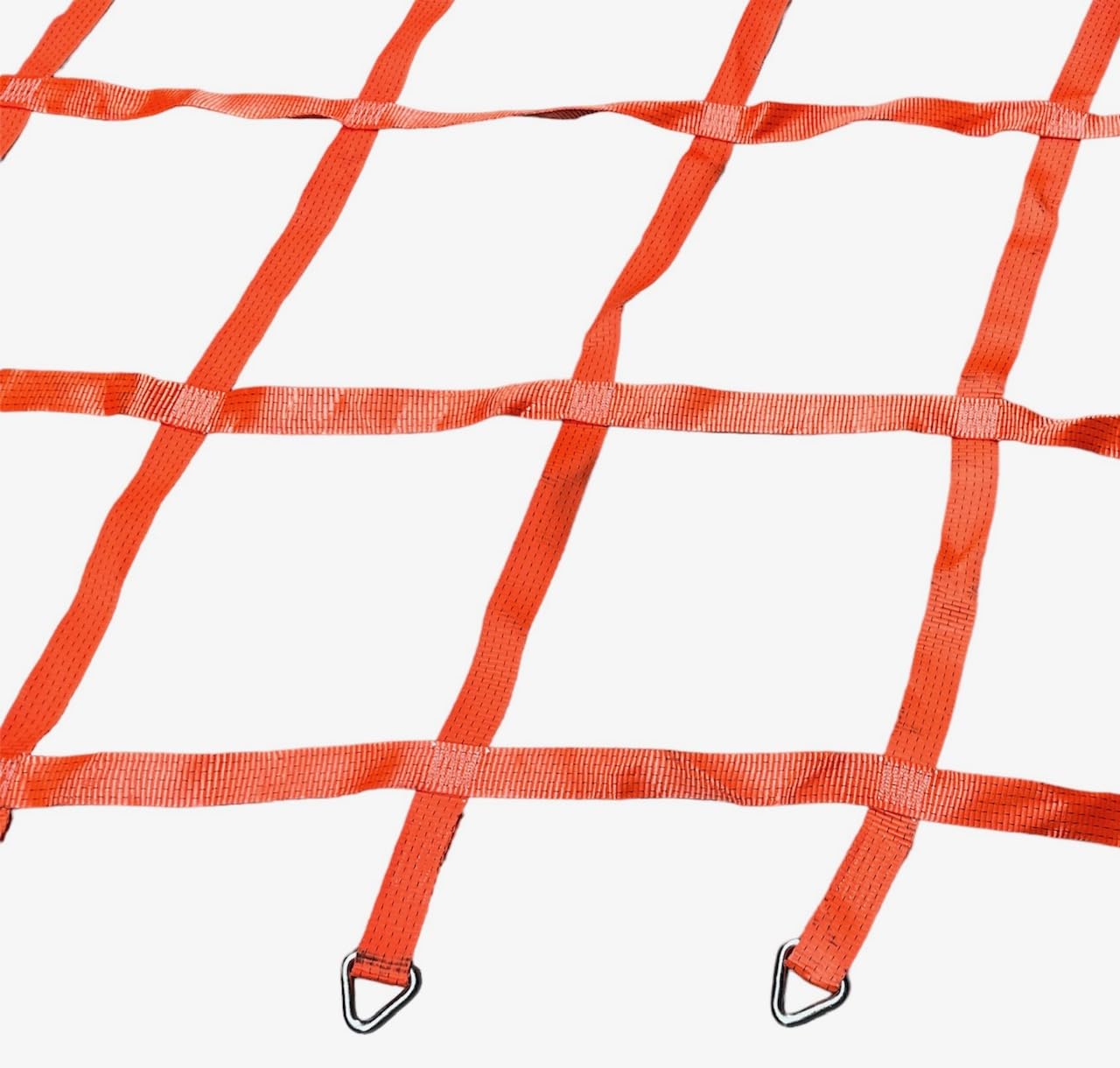Gurtbandnetz 50mm, Ladungssicherungsnetz 2690 x 2690 mm für LKW und Anhänger, orange mit D-Ringen für 6 Paletten gleichzeitig | Ladungssicherung | Niederzurren (Maschenweite 390 x 390 mm)