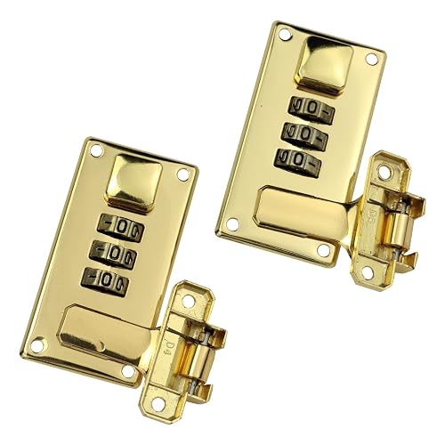 Mewutal 2pcs Luggage Combination Lock, 3 Digit Password Lock, Gold | Toolbox Hasp with Combination Lock