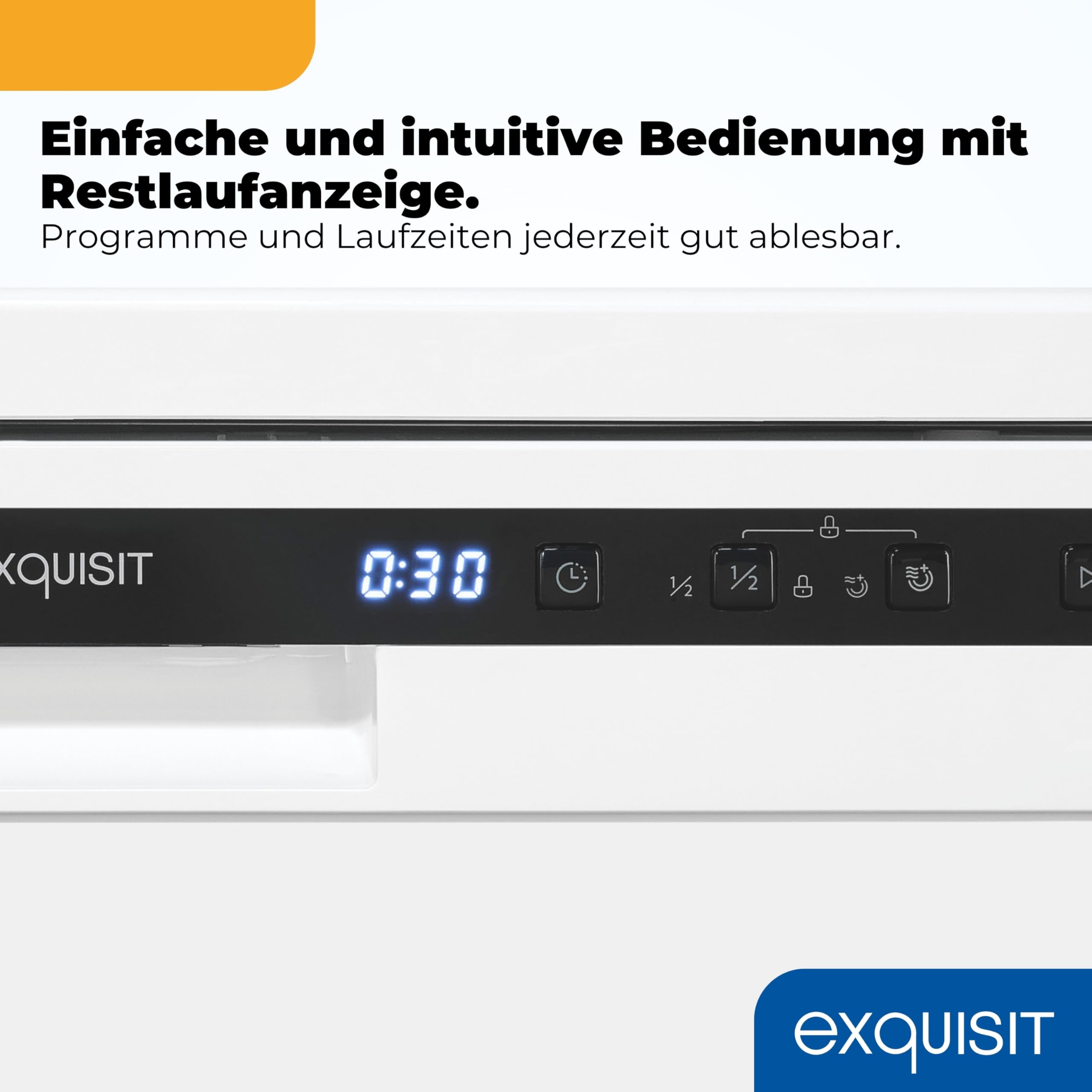 Exquisit GSP56312-030E Geschirrspüler Freistehend - 60cm Spülmaschine Weiß | Spülmaschine unterbau 60 cm mit Aquastop, 12 Maßgedecke, Geschirrspüler 60cm unterbau, 49 dB, Startzeitvorwahl & LED.