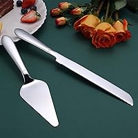 Vista 2 de Juego de Corte de Pastel para Boda, Elegante Juego de Cuchillo y Servidor de Pastel con Bordes Redondeados de Acero Inoxidable Engrosado, Cortador
