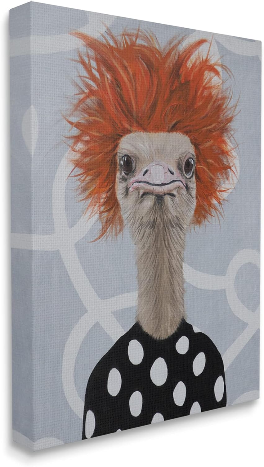 Stupell Industries Funny Ostrich Retro Polka Dots Canvas Wall Art, Design by Coco de Paris