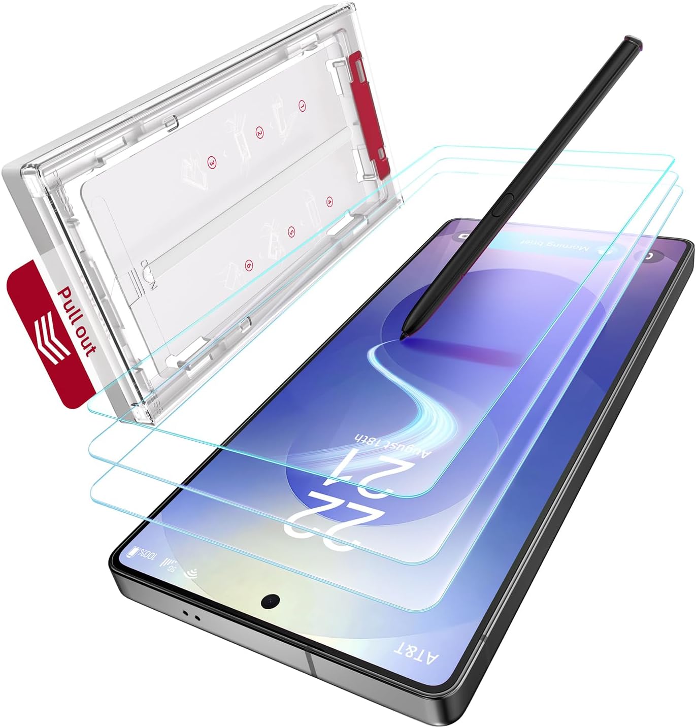 X-it 3-Pack HD Screen Protector for Samsung Galaxy S24/S25, [100% Fingerprint Unlock], 9H+ Tempered Glass, [Automatic dust Removal], 10x Military Protection, [Bubble-Free],Case Friendly